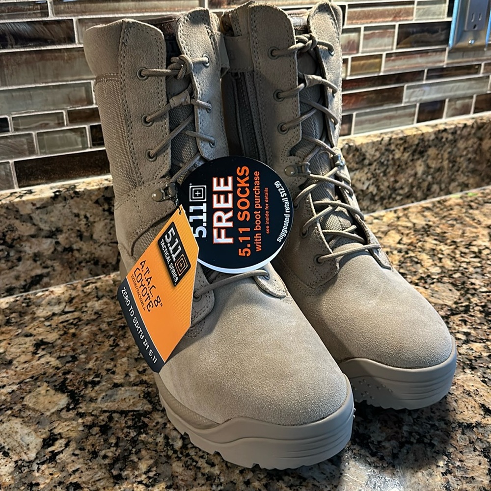 Men’s tan 5.11 Tactical boots